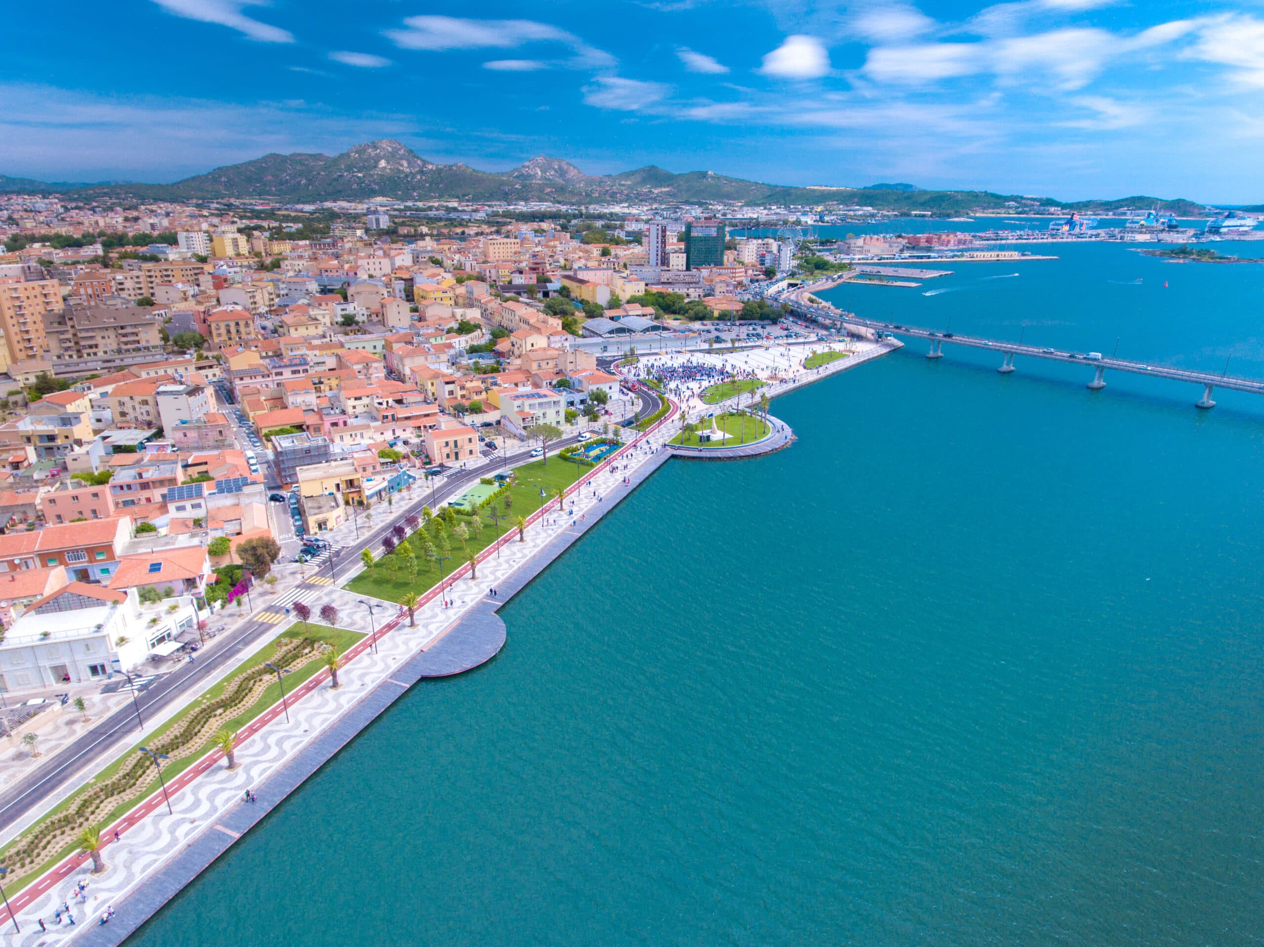 Olbia town and harbour, Sardinia